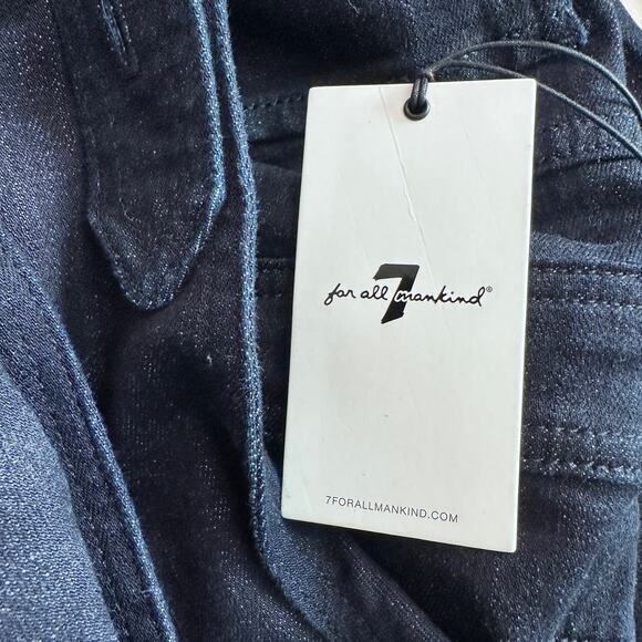 NWT 7 For All Mankind Denim Zip Front Jumpsuit Jean Overalls Dark Blue sz XS - Picture 7 of 16